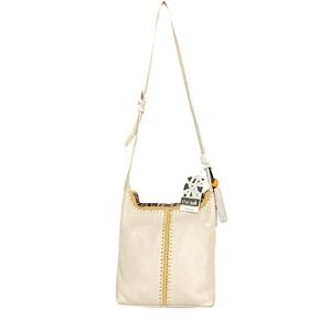 The Sak‎ Huntley Leather Crochet Trim Crossbody Bag Ivory Cream 108967 New